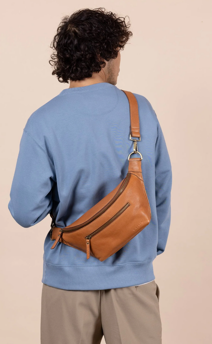 Drew Leather Bum Bag in Black or Cognac