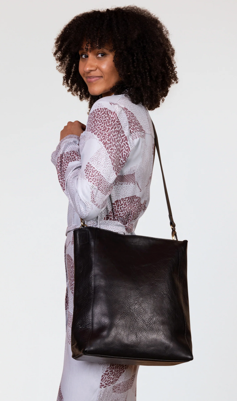 Sofia Leather Tote in Cognac or Black