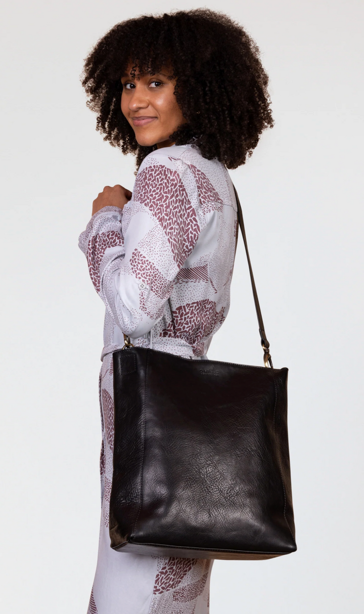 Sofia Leather Tote in Cognac or Black