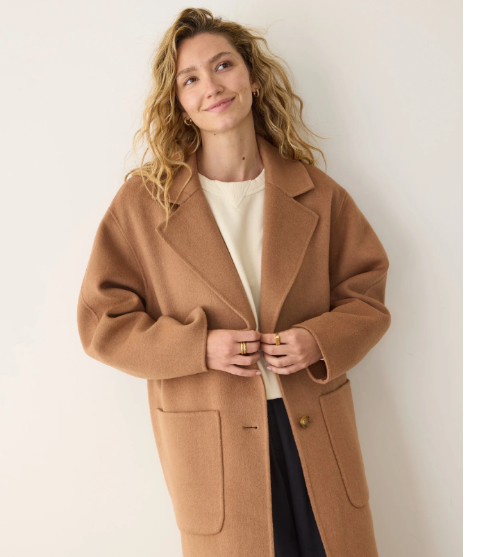 Colette Oversized Longline Coat in Camel