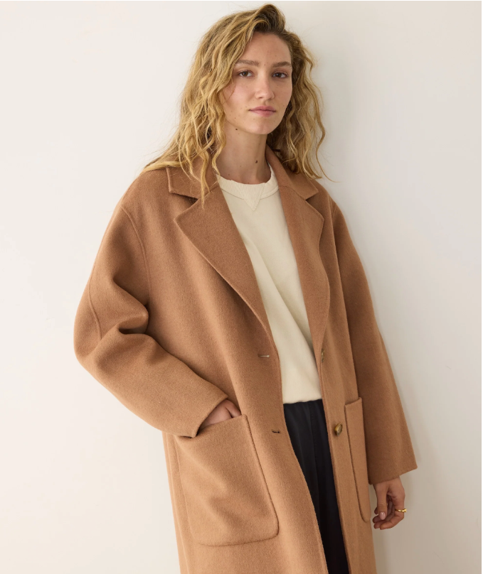 Colette Oversized Longline Coat in Camel