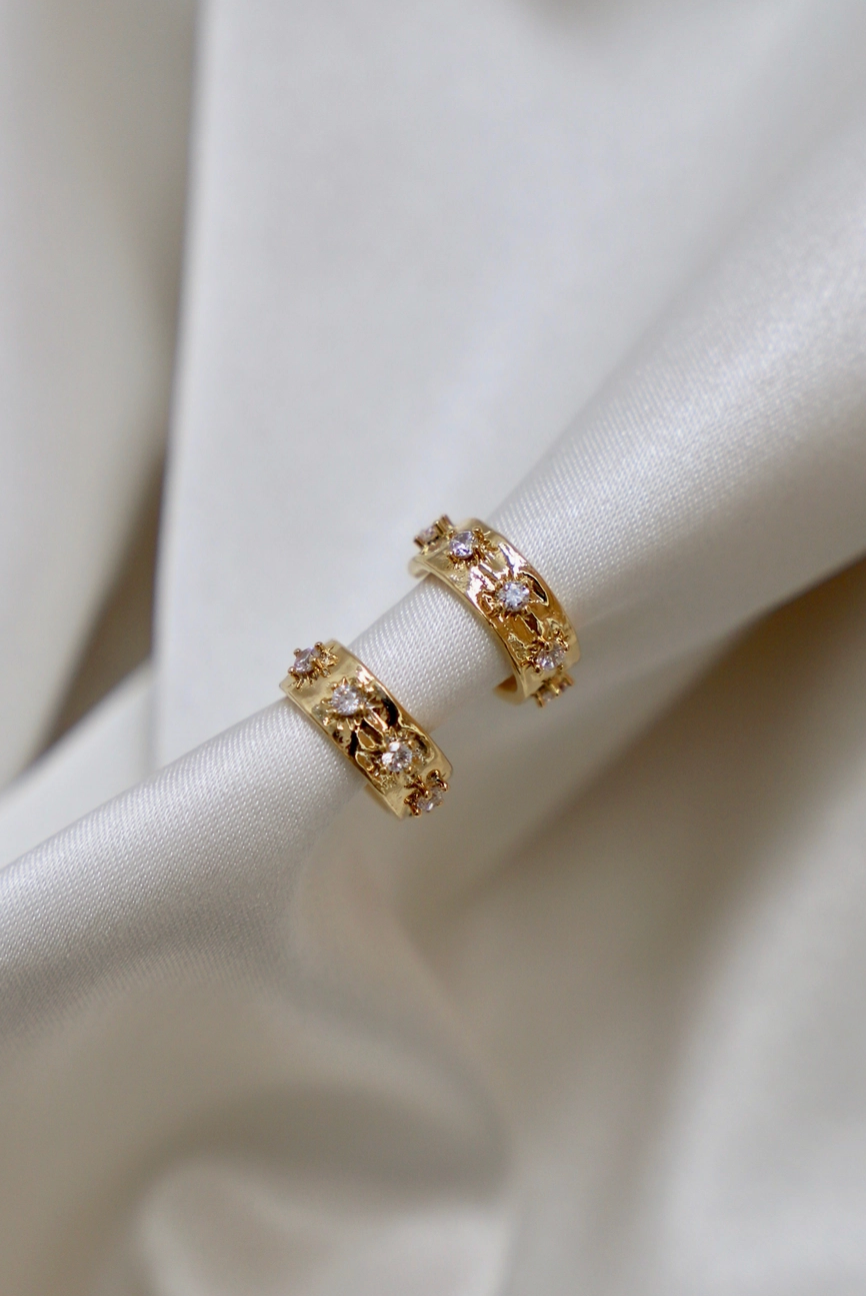 CZ Star Thick Hoops