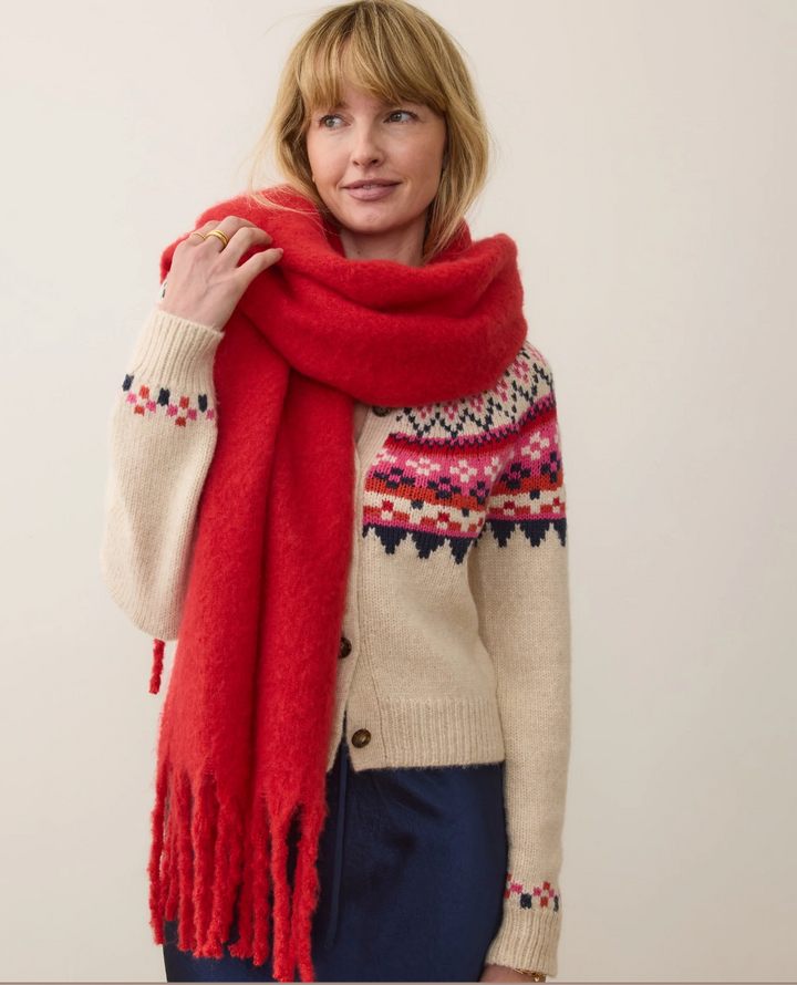 Brushed Scarf in Cherry Red