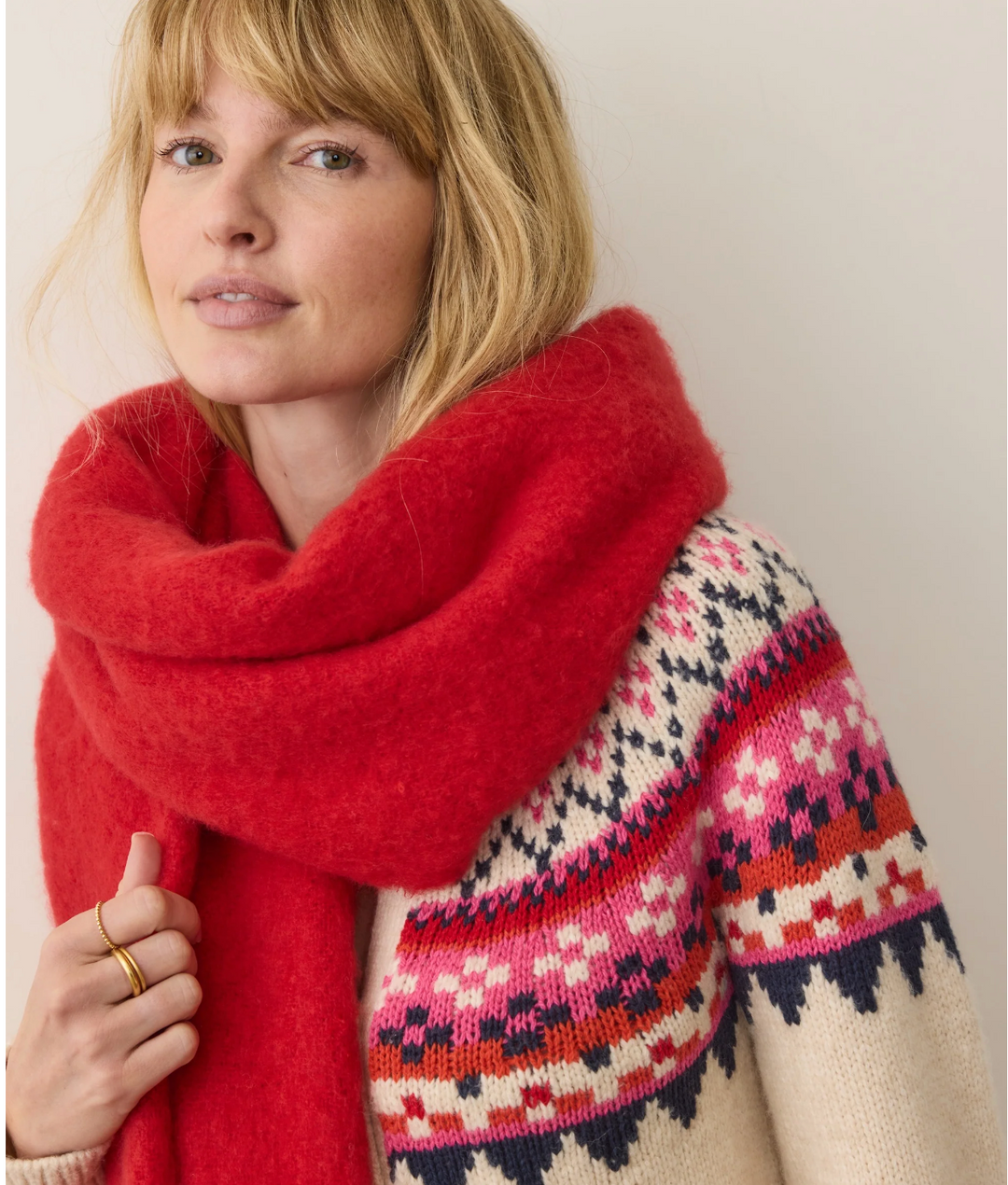 Brushed Scarf in Cherry Red