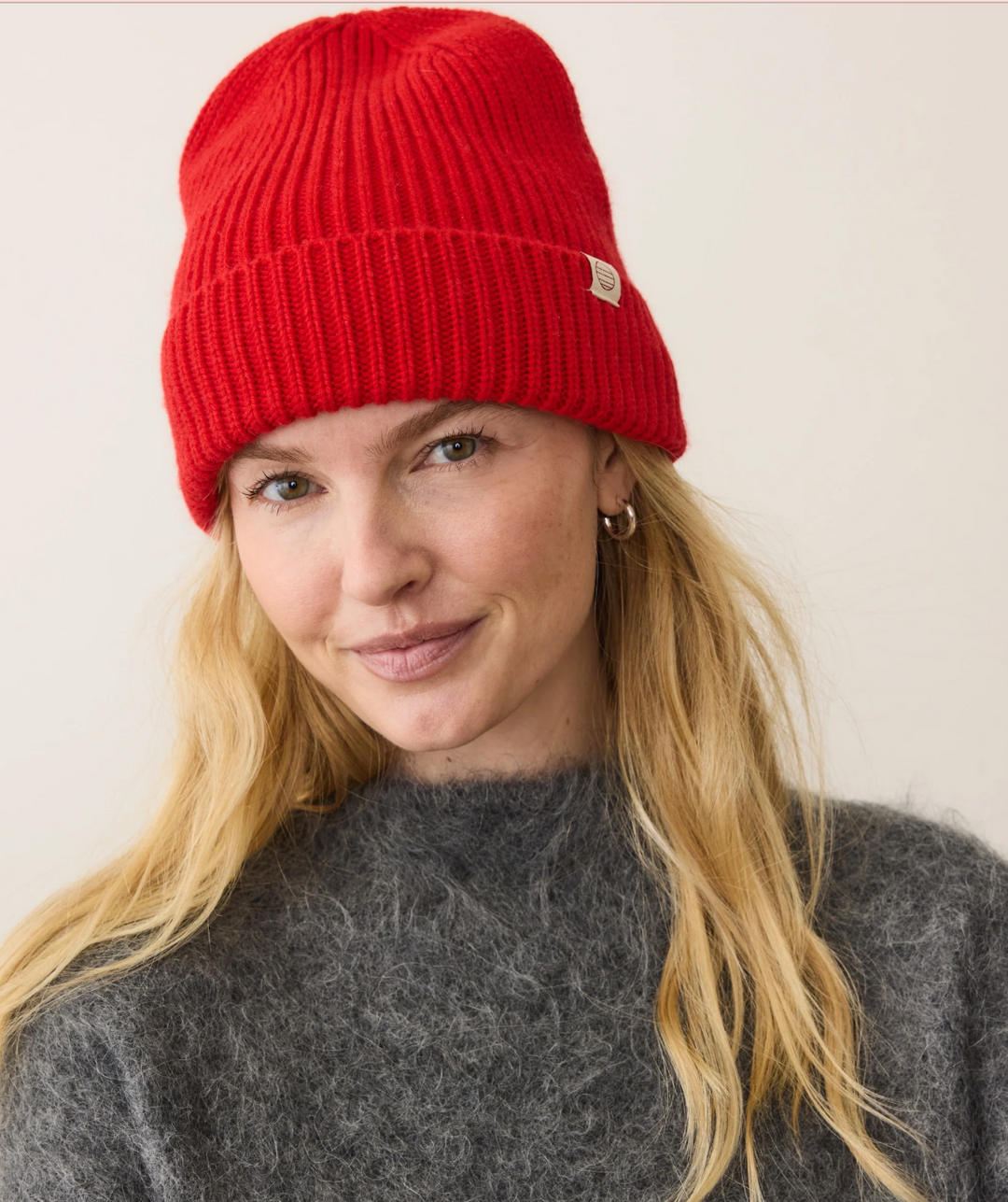 Solid Beanie in Cherry Red