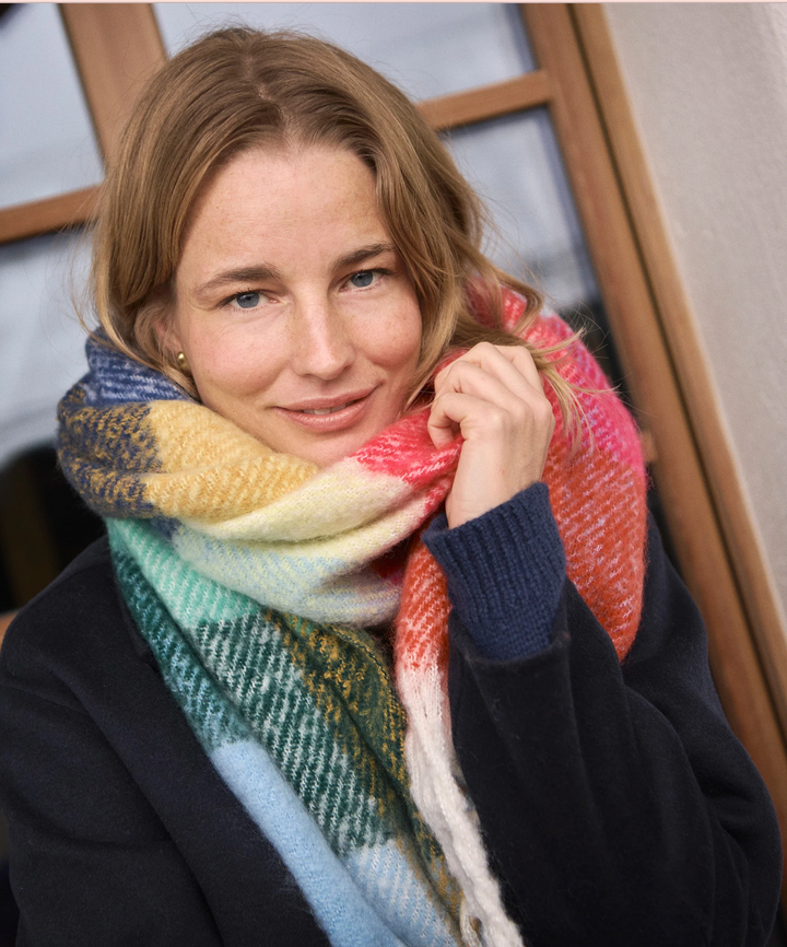 Brushed Scarf in Multi Plaid