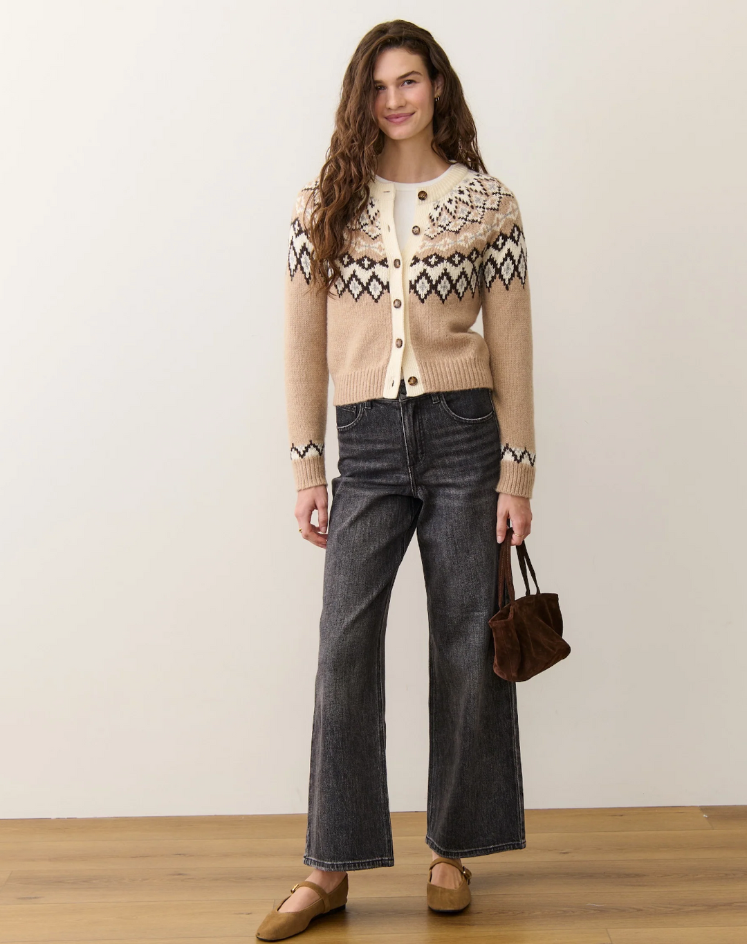 Fiorella Cardigan in Neutral Fair Isle