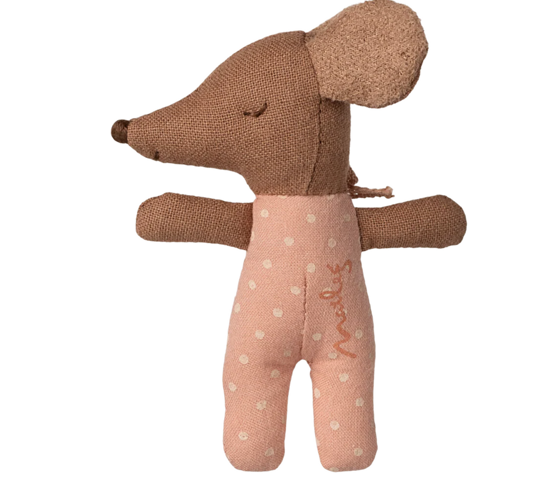 Sleepy Wakey Baby Mouse in Matchbox - Rose