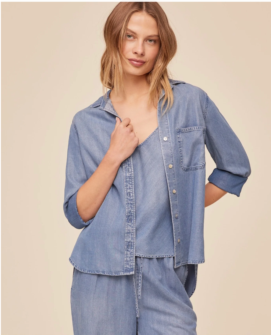 Shirt Tail Button Down in Indigo Harbor Wash