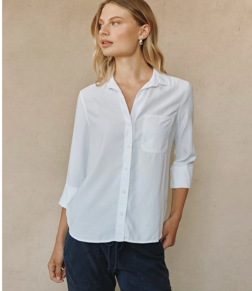 Shirt Tail Button Down in White