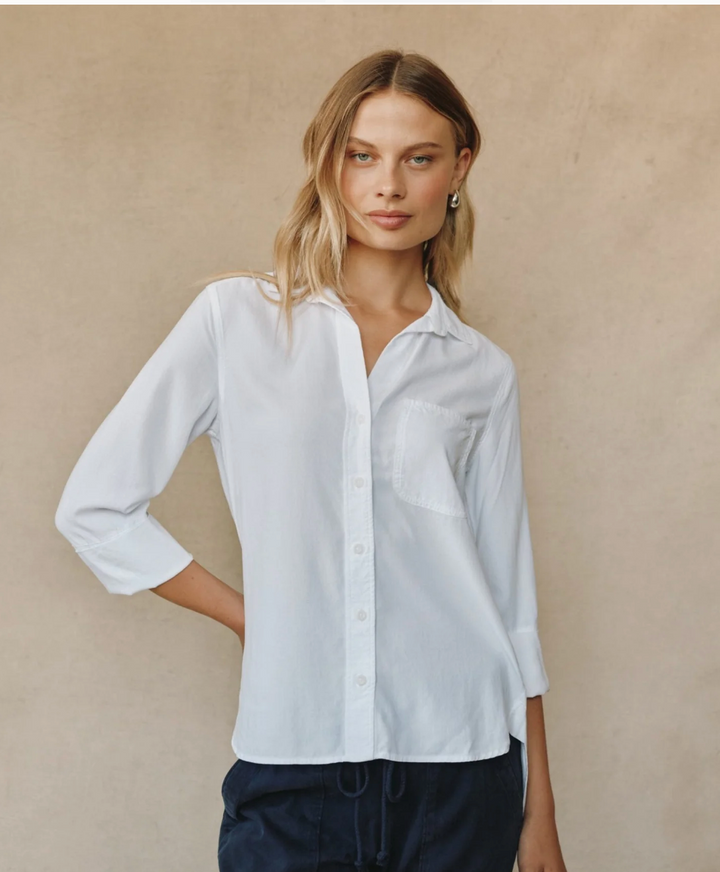 Shirt Tail Button Down in White