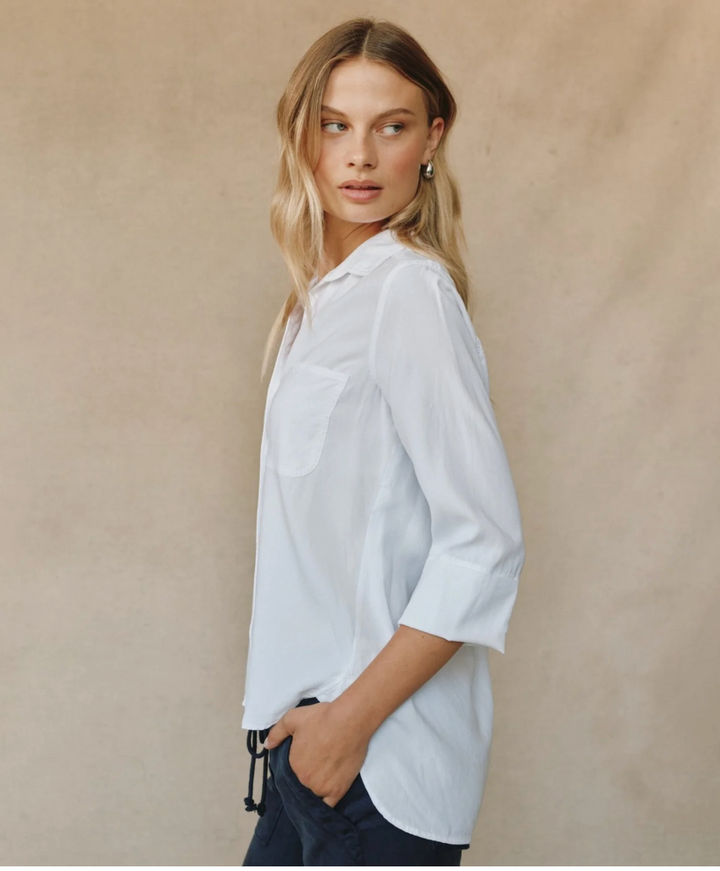 Shirt Tail Button Down in White
