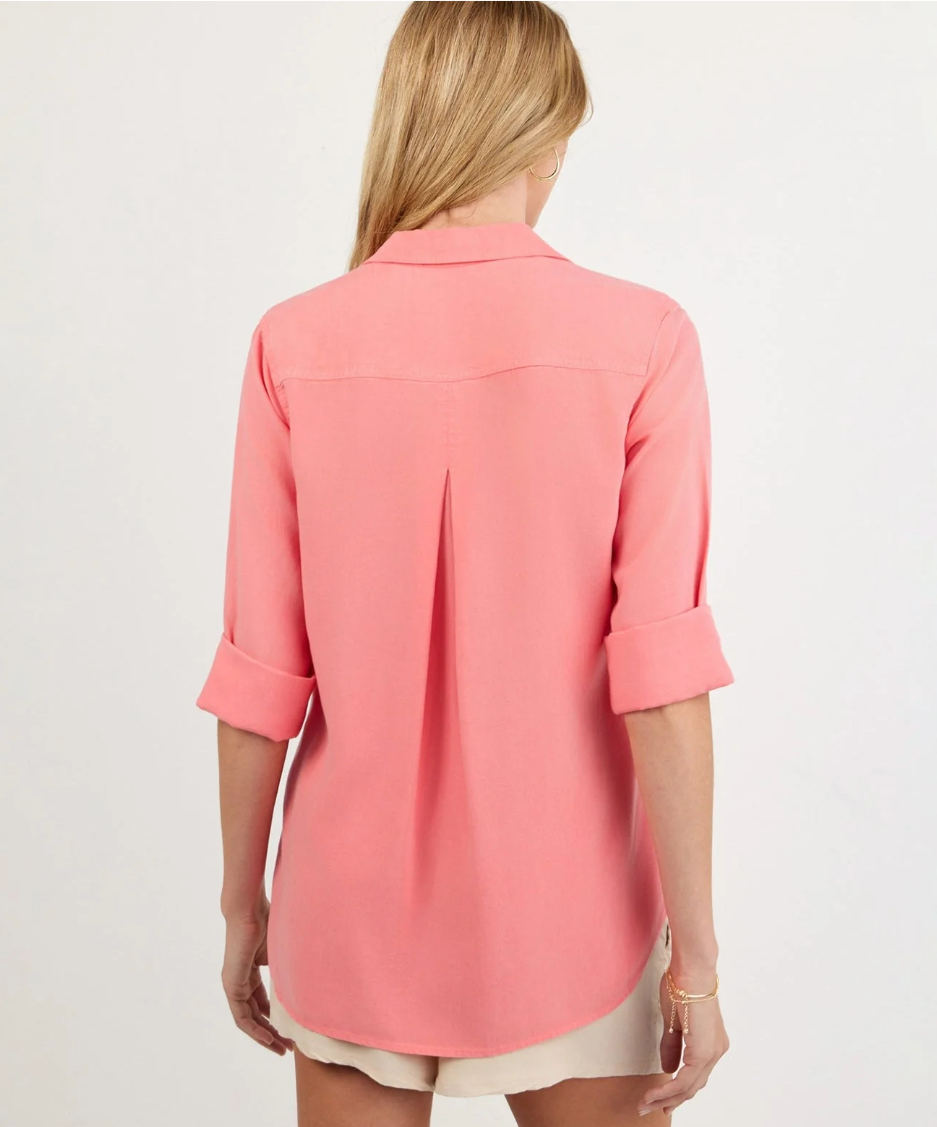 Shirt Tail Button Down in Wild Coral