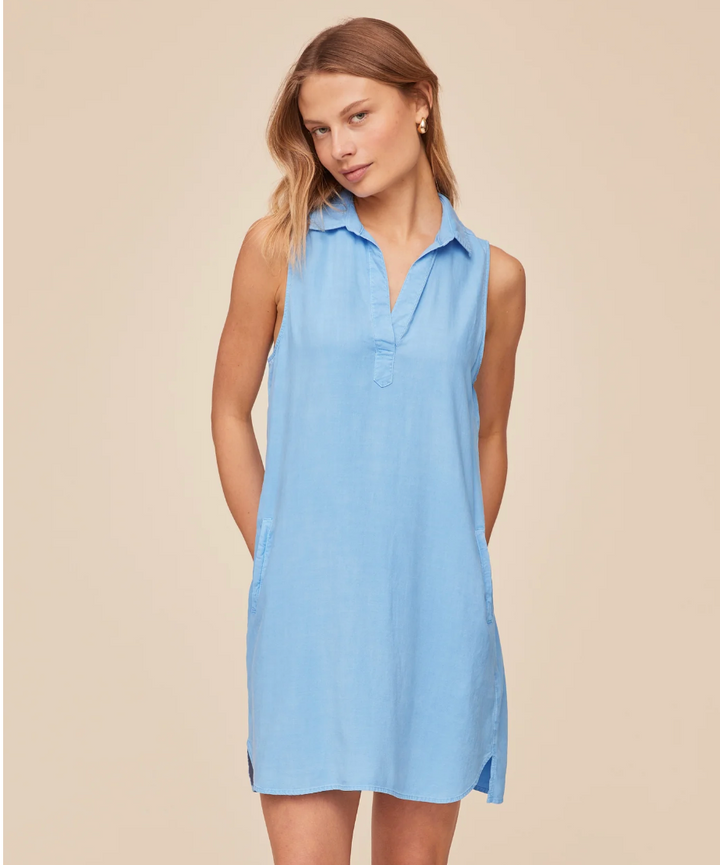 Sleeveless A-Line Dress in Tidal Blue