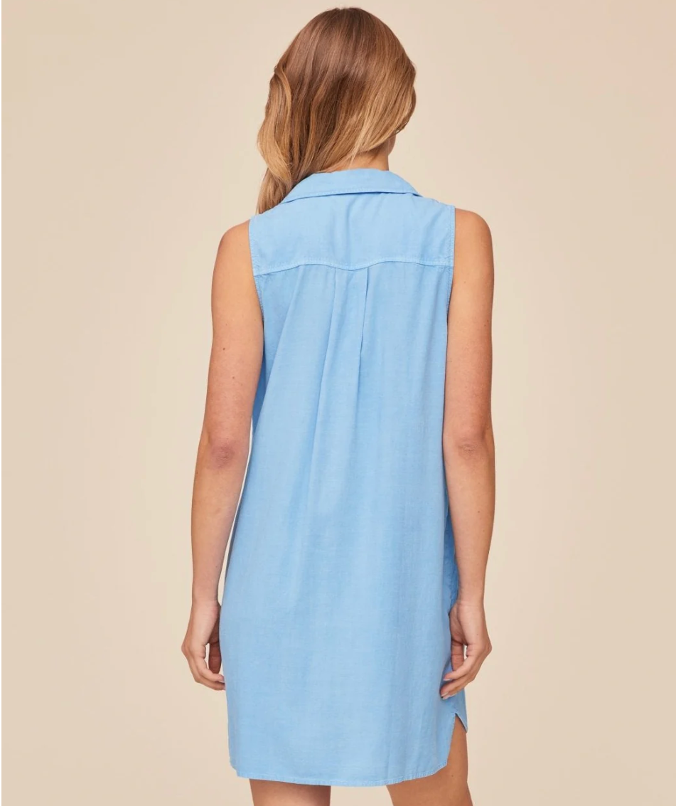Sleeveless A-Line Dress in Tidal Blue