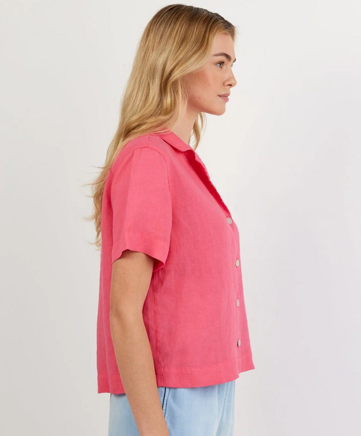 Flowy Short Sleeve Button Down in Spiced Hibiscus