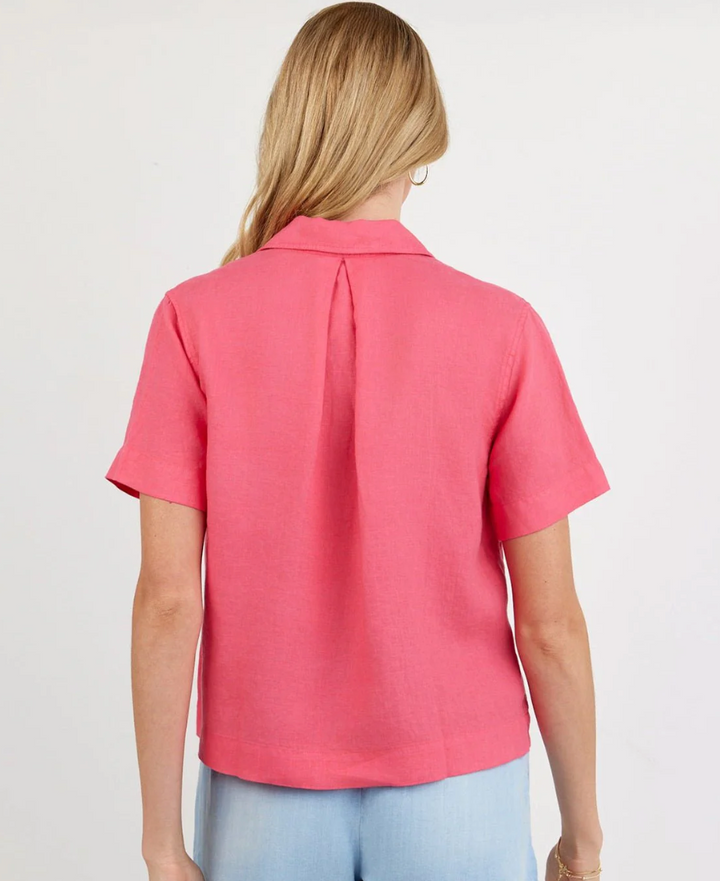 Flowy Short Sleeve Button Down in Spiced Hibiscus
