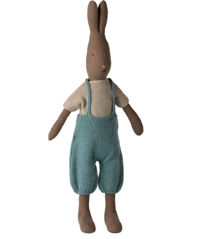Rabbit in Knitted Shirt and Overalls, Size 3