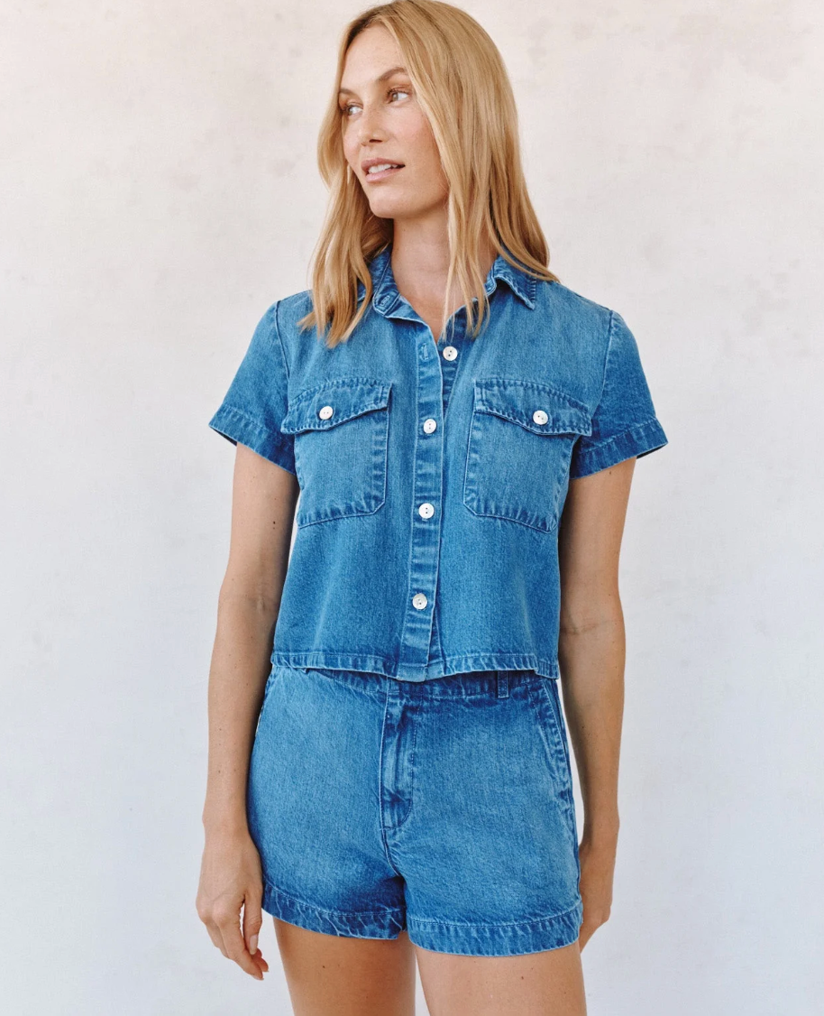 Short Sleeve Flap Pocket Button Down