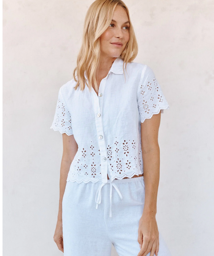 Short Sleeve Embroidered Button Down
