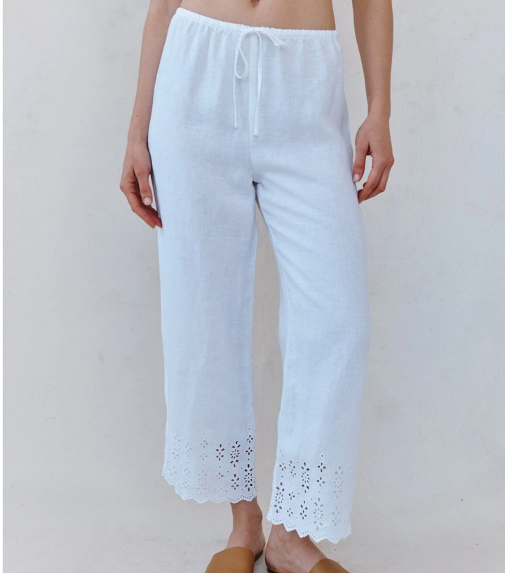 Crop Pant with Embroidered Hem