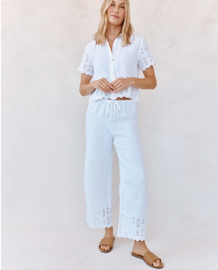 Crop Pant with Embroidered Hem