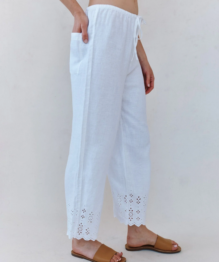 Crop Pant with Embroidered Hem