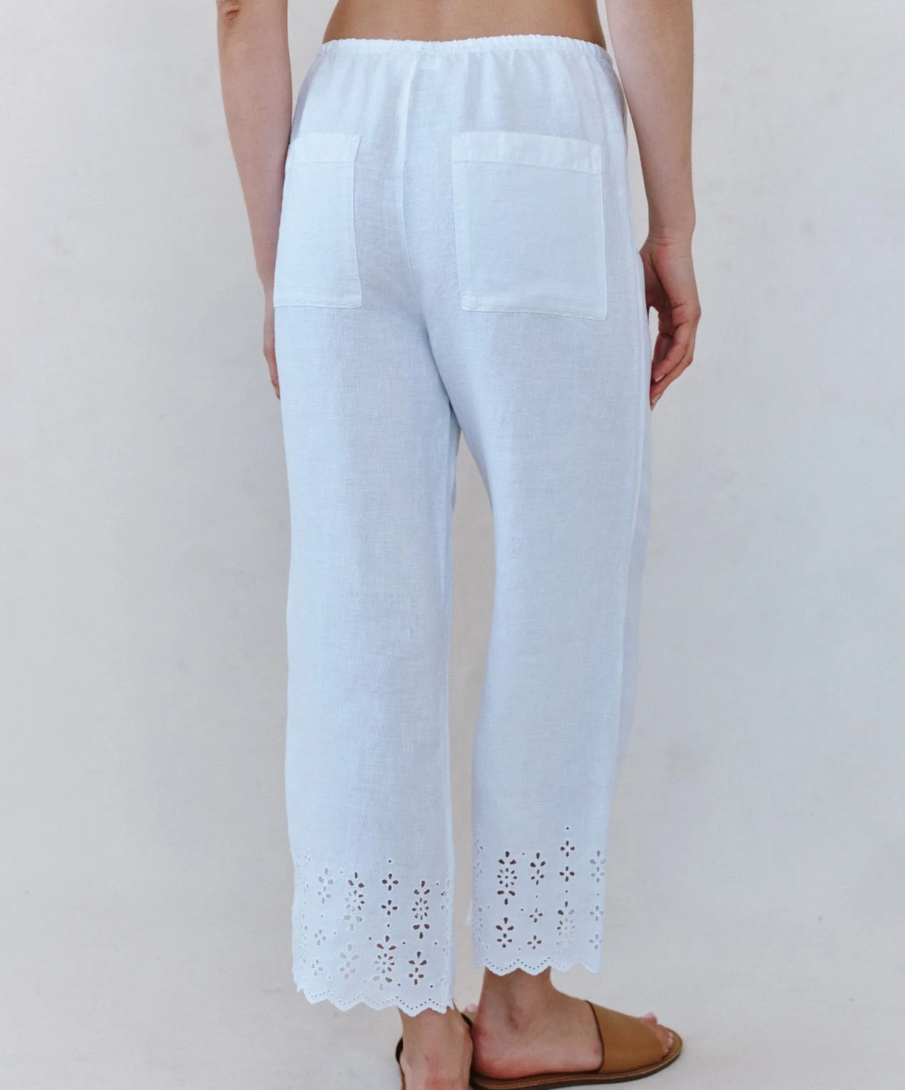 Crop Pant with Embroidered Hem