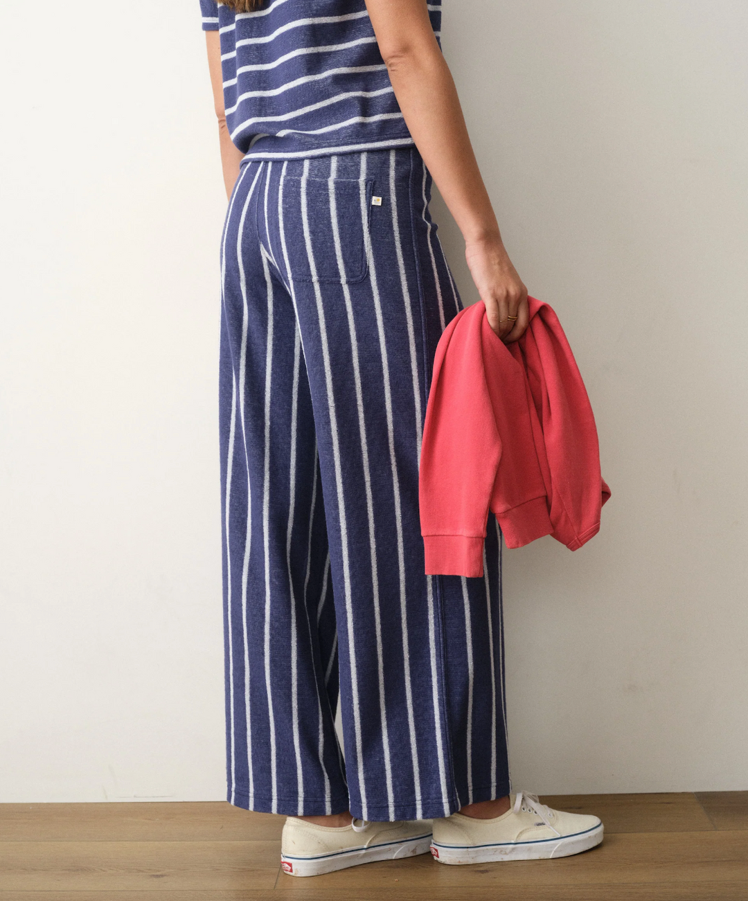 Beach Terry Wide Leg Pant, Blue &amp; White Stripe