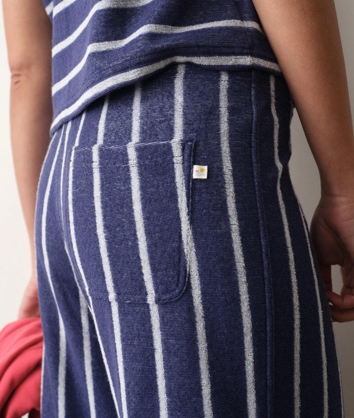 Beach Terry Wide Leg Pant, Blue &amp; White Stripe