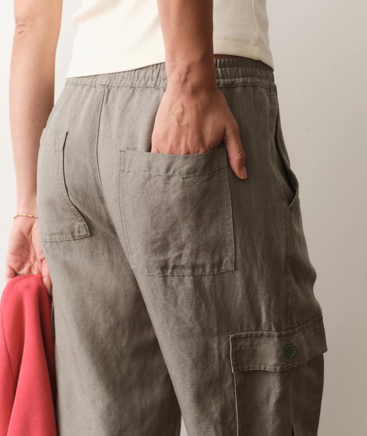 Linen Cargo Pant in Sage