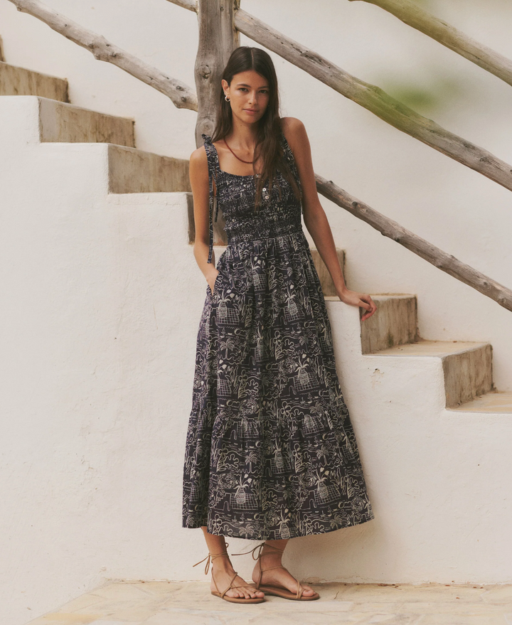 Carmen Smocked Dress, Flores Print