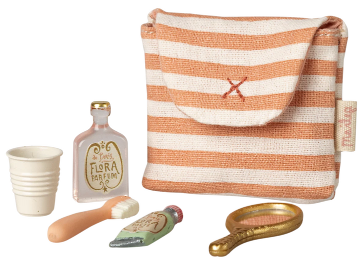 Toothbrush Set in Bag, Mouse- Coral Stripe