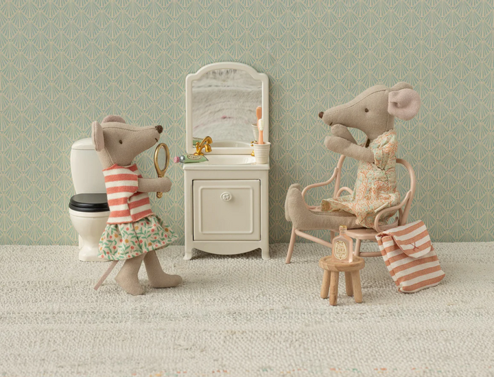 Toothbrush Set in Bag, Mouse- Coral Stripe