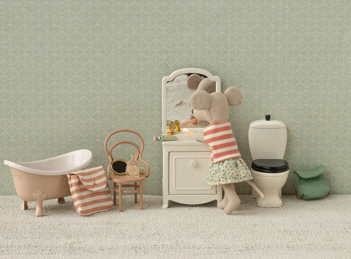 Toothbrush Set in Bag, Mouse- Coral Stripe