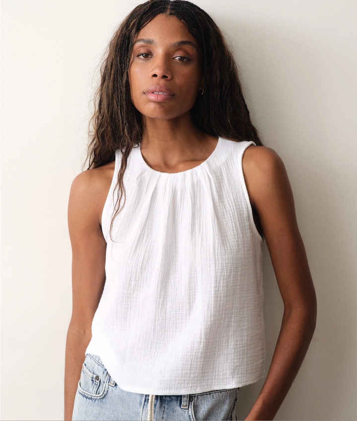 Serena High Neck Tank in White