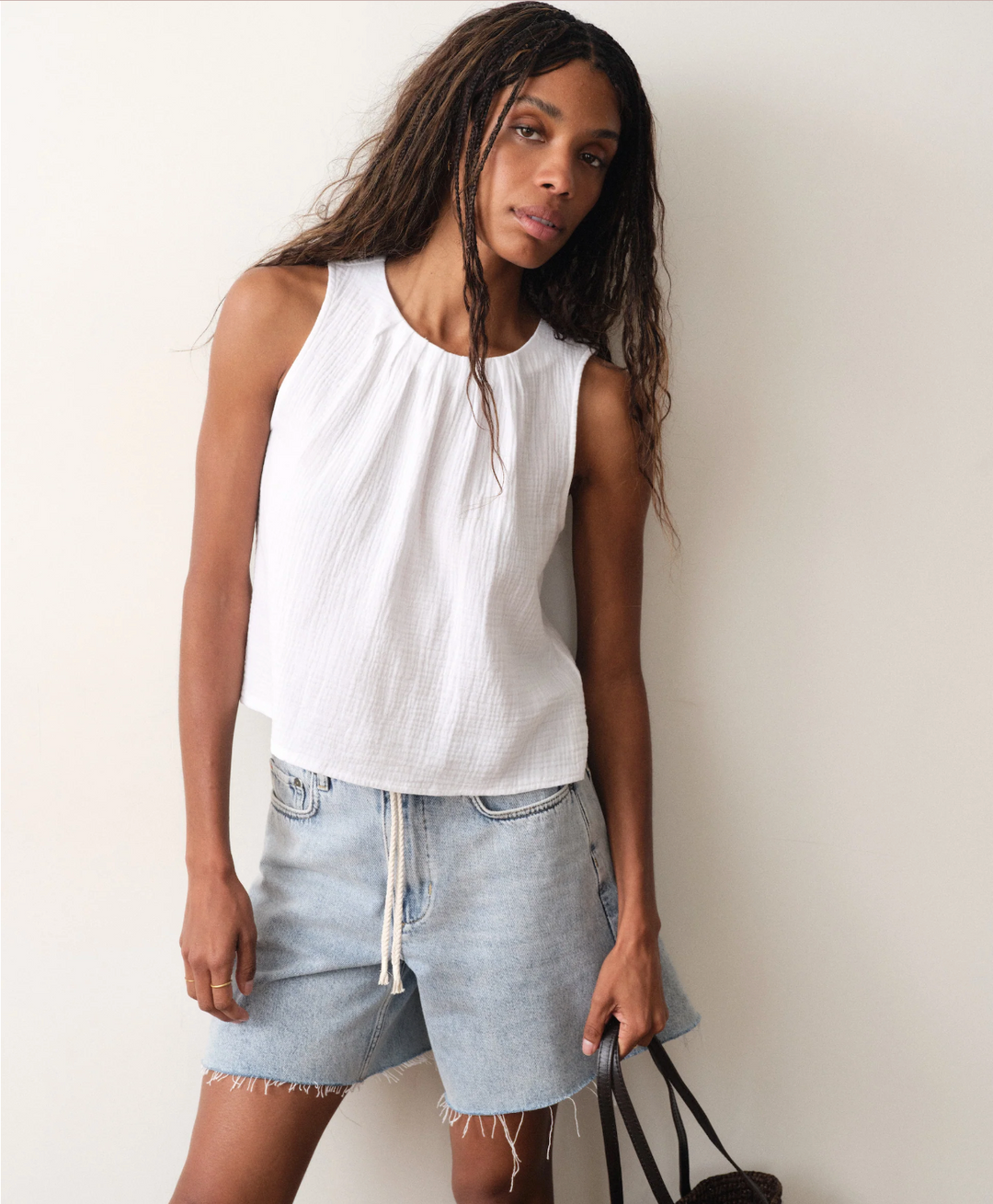 Serena High Neck Tank in White