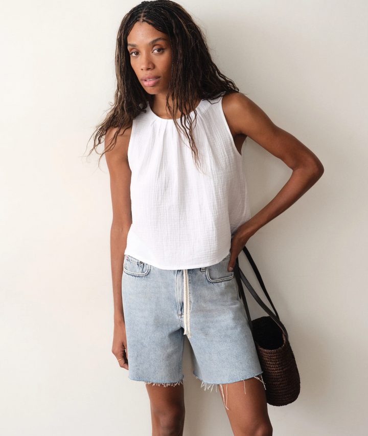 Serena High Neck Tank in White