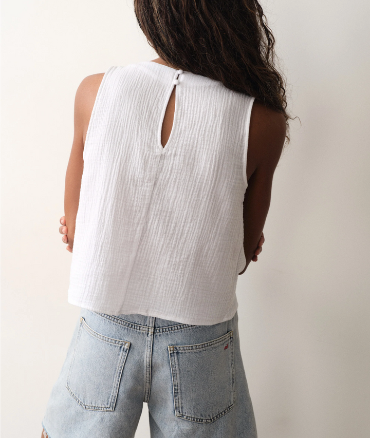 Serena High Neck Tank in White