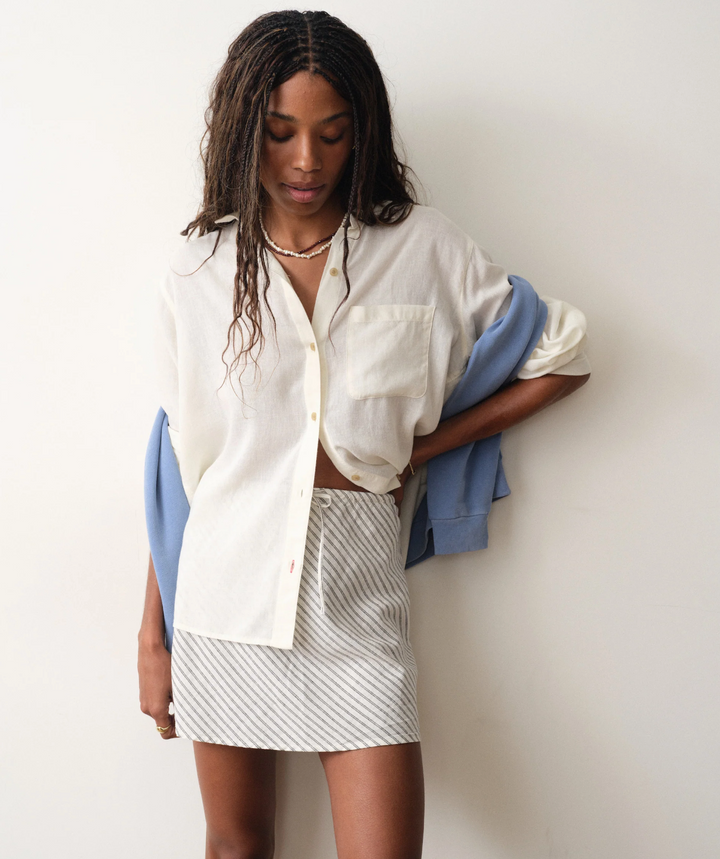 Jane Relaxed Linen Shirt in Antique White