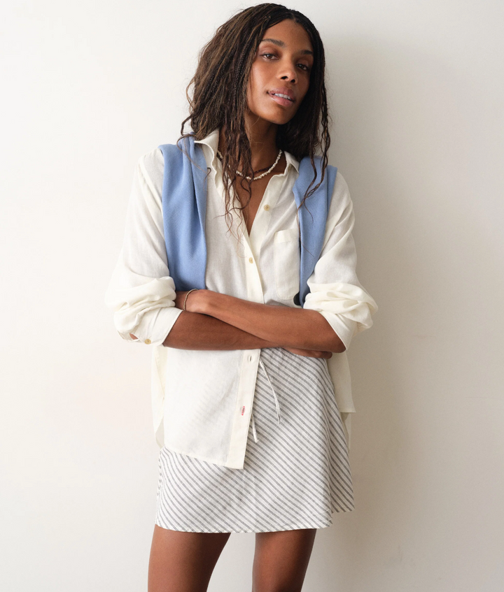 Jane Relaxed Linen Shirt in Antique White