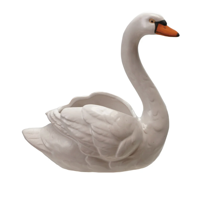 Stoneware Swan Planter