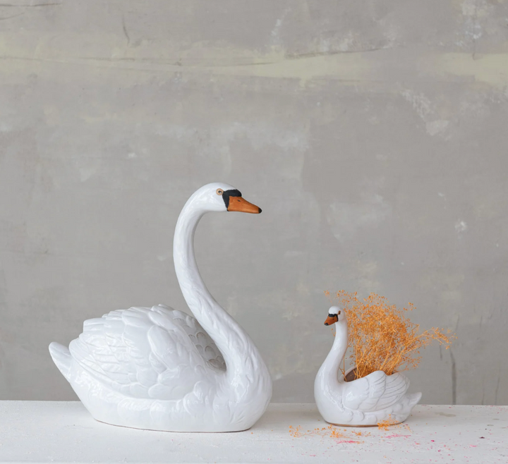 Stoneware Swan Planter