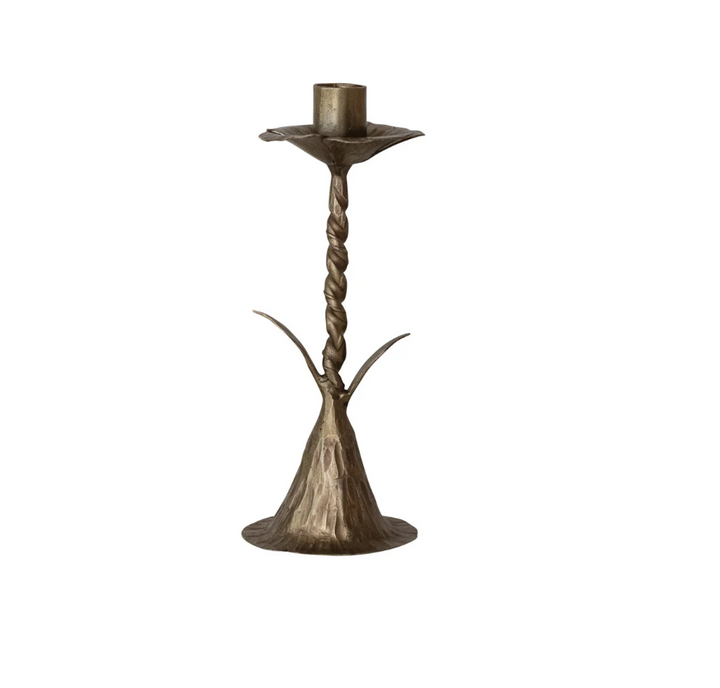 Hand-Forged Metal Twisted Taper Holder