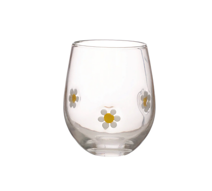16 oz. Drinking Glass with Daisies