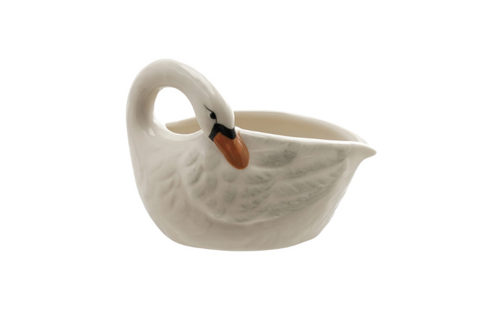 6 oz. Hand-Painted Stoneware Swan Shaped Creamer