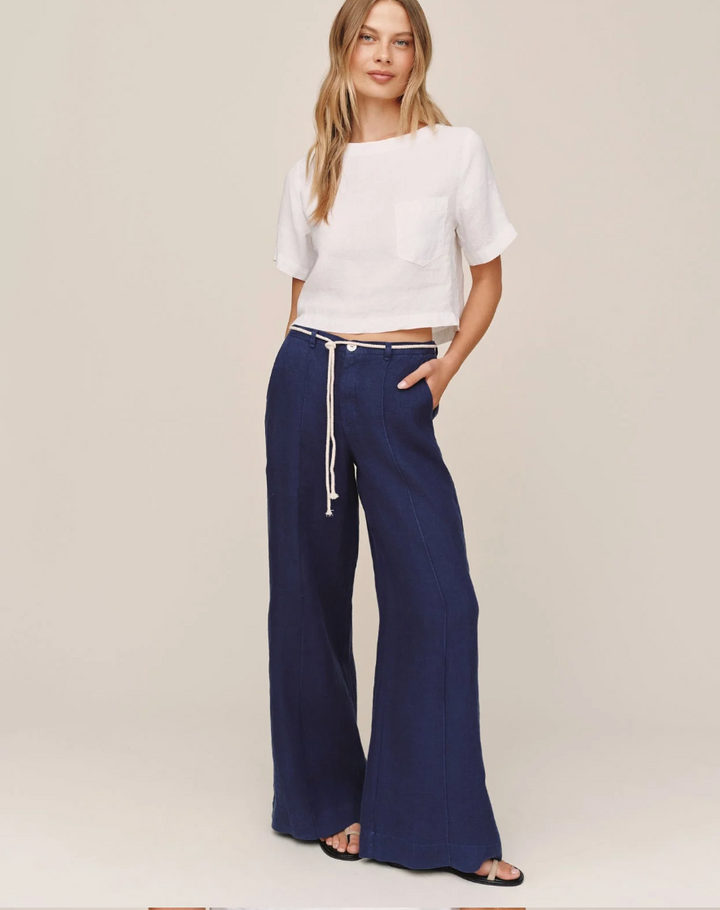 Pintuck Wide Leg Pant in Nautical Night