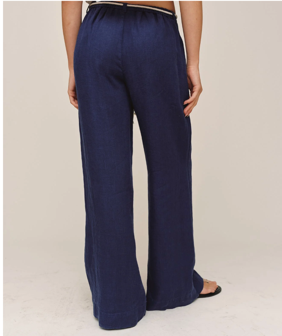 Pintuck Wide Leg Pant in Nautical Night