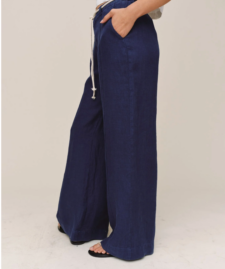 Pintuck Wide Leg Pant in Nautical Night
