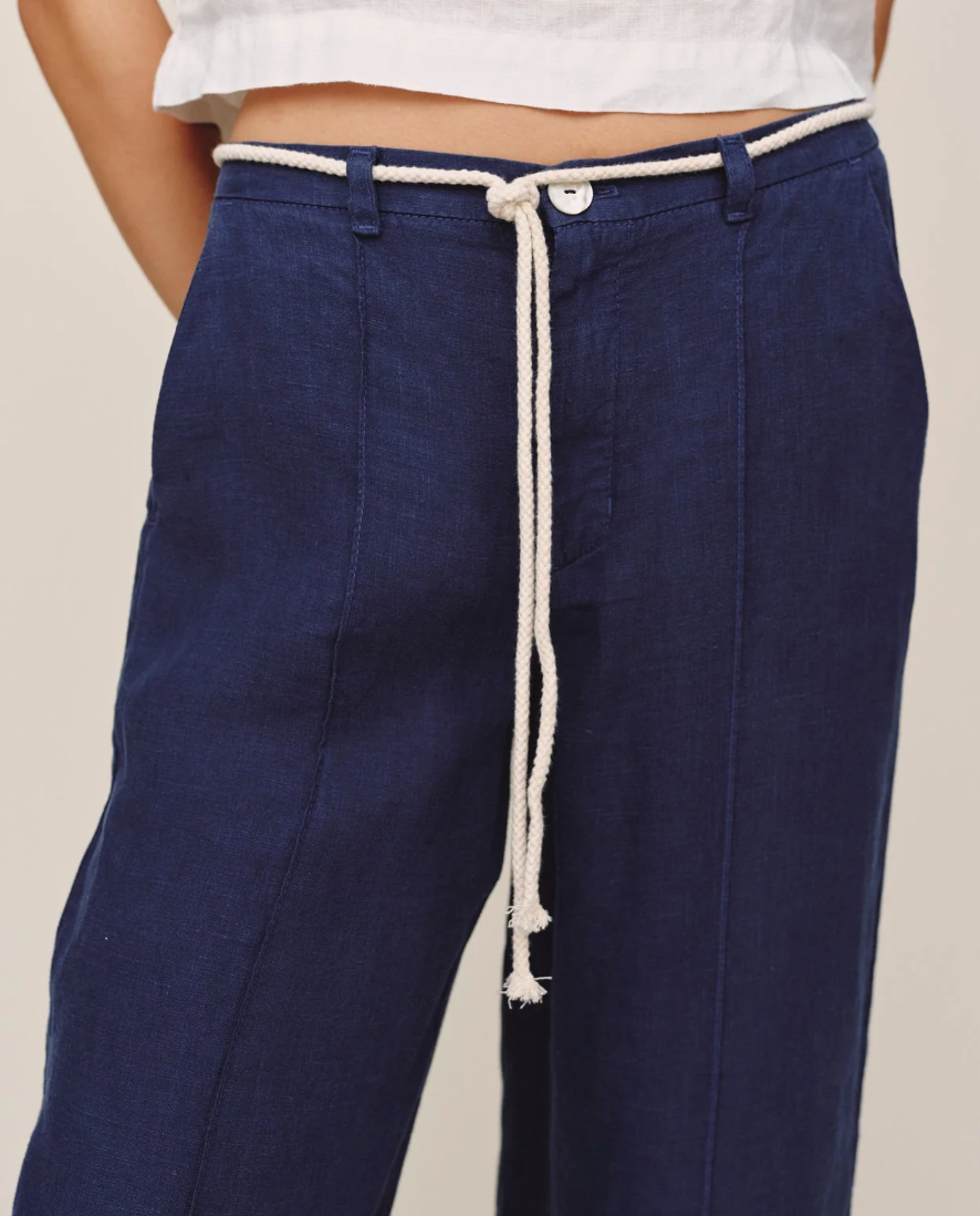 Pintuck Wide Leg Pant in Nautical Night